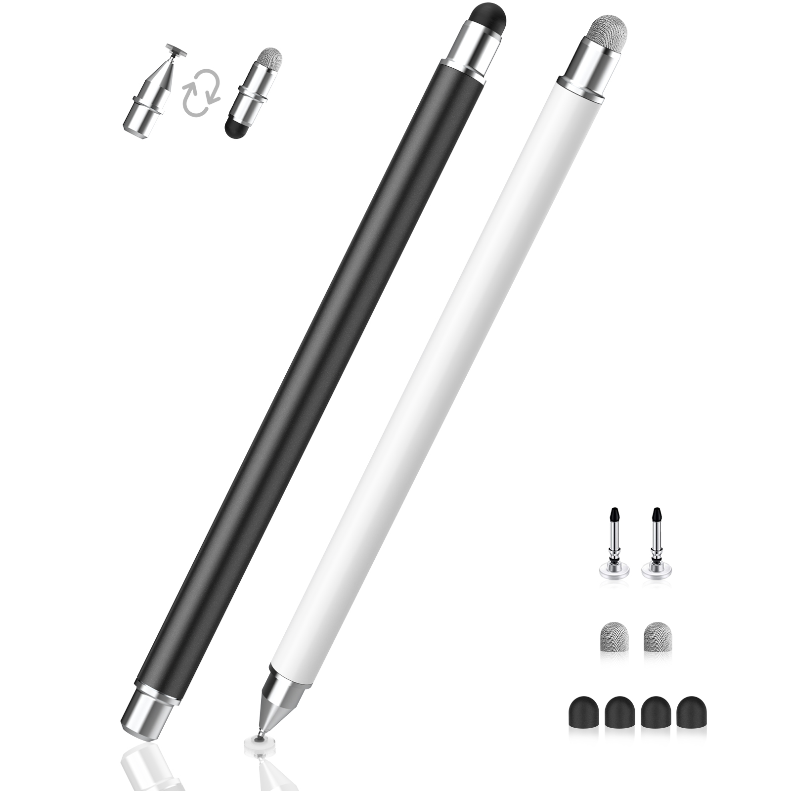 Stylus Pen for Touchscreen, 3-in-1 Magnetic Capacitive Stylus Pen, High Sensitivity Precision Stylus Suitable for IPad/Pro/Air/Mini, iPhone, Android Tablets, Samsung, All Touch Devices(Black/White)